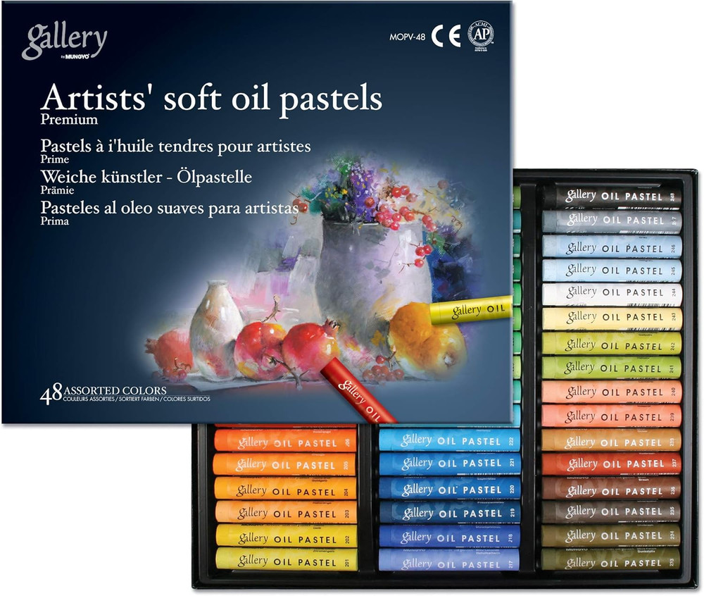 Artists’ Soft Oil Pastels Professional, 48 Assorted Colors, Vibrant and Blendabl