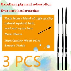Sdanart Scroll Pinstriping Brush,3 PCS High Small, Medium, Large, Black