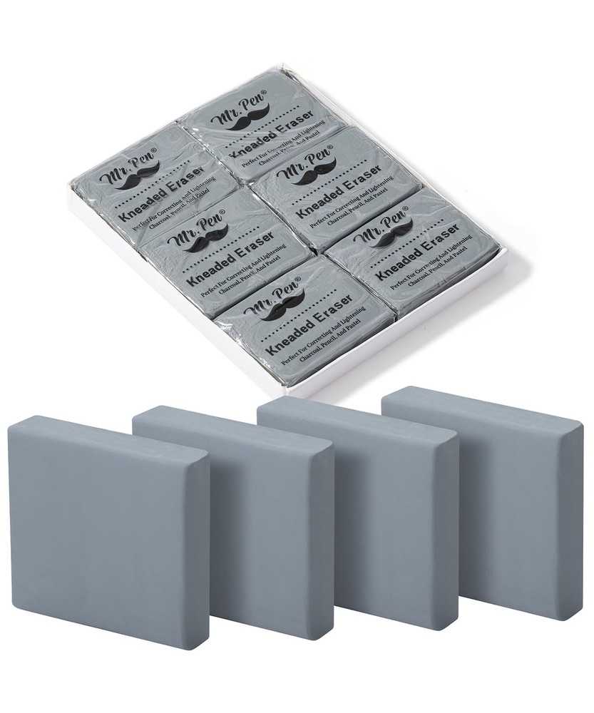 Mr. Pen- Kneaded Erasers, 1.44″ x 1.36″, 6 Pack, Gray, x Grey