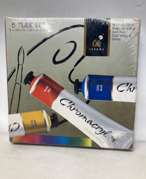 Chroma Chromacryl Students Acrylic Paint 5 Tube x 75ml Set Factory Sealed