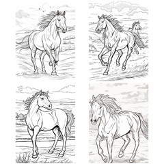 50 horses #3 coloring pages to print ° digital ° & POD permission (No. 256)