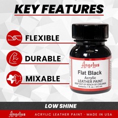 Angelus Acrylic Leather Paint For Shoes, 1 Fl Oz (Pack of 1), Flat Black