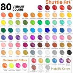 Shuttle Art 80 Colors Acrylic Paint, 2 Fl Oz (Pack of 80), 80