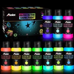 Glow in the Dark Acrylic Paint – 10 Bright Colors (60ml/2oz) Long Lasting Glo…
