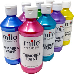 Washable Paint | Sparkle Pearlescent Tempera | Set of 8 Colors 8 Oz Bottles | Ma