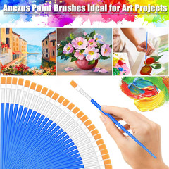 100Pcs Small Paint Brushes Bulk, Anezus Flat Top Acrylic Classroom Brush for Kid