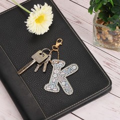 Diamond Art Keychains, 1 PCS Diamond Art Painting Letters Keychains Initial, L