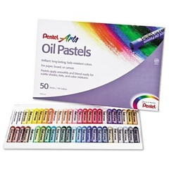 Pentel Oil Pastel Set With Carrying 1 Count (Pack of 50), Green/Blue/Red