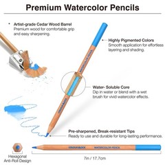 12 Color Watercolor Pencils Art Supplies Hexagonal Handles Aluminum Box