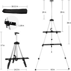Durable Metal Art Easel 66 Inch Adjustable Tripod for Canvas or Sign Display
