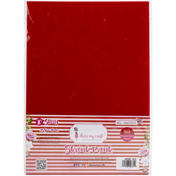 DRESS MY CRAFTS – SHRINK PRINK -A4 – SHRINK SHEETS – 10 SHTS – RED FROSTED GLASS