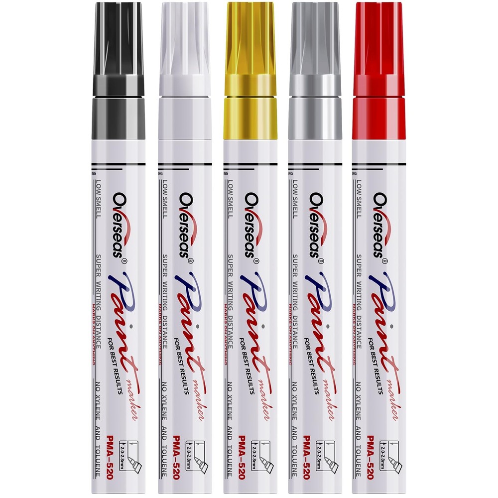 Overseas Paint Marker Pens – 5 Pack Permanent Oil Based Paint Markers, Metall…