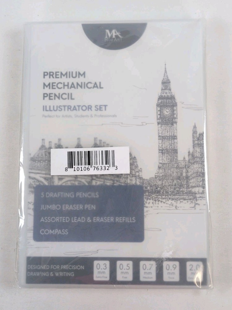 Mozart Premium Mechanical Pencil Illustrator Set in Plastic Case – 5 Pencils NEW