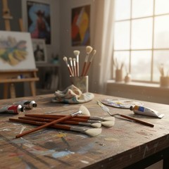 Ergonomic 9-Brush Set for Acrylic & Oil Painting – Durable Hog Hair Tips