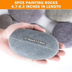 River Rocks for Painting 6 Pcs Extra Large 4.7-6.3 Inch Flat Smooth Painting