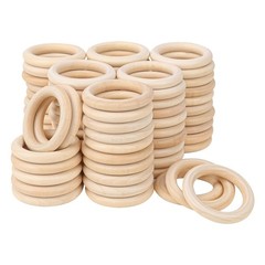 70 Pack 2.76 Inch Wooden Rings for Crafts, Unfinished Wood Rings Wooden Curta…