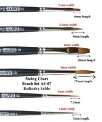 AS-87 Kolinsky Pure Sable Combo Brush Set 6 pcs