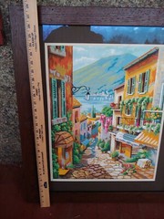 LARGE PAINT BY NUMBER 28 x 24″ Cafe Street Scene Lake MOUNTAIN handmade