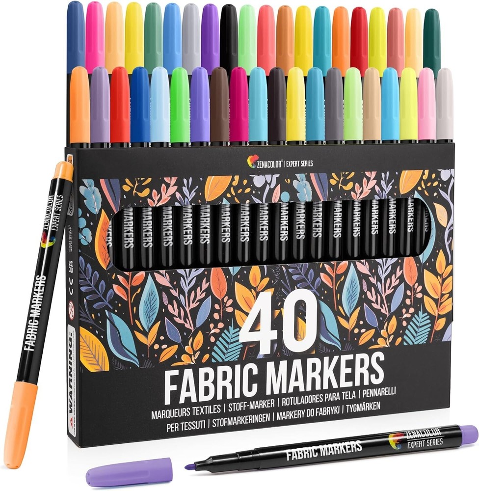 40 Fabric Markers Pens Set – Non Toxic, Indelible & Permanent, Fine Point (NEW)