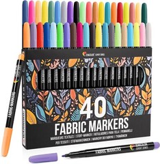 40 Fabric Markers Pens Set – Non Toxic, Indelible & Permanent, Fine Point