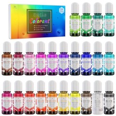 24 Color Epoxy Resin Pigment Set Transparent UV Dye for Jewelry Craft 10ml
