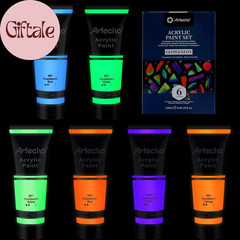 Glow in the Dark Paint 6 Colors, 120 Ml / 4 Oz Acrylic Paint for Decoration, Art