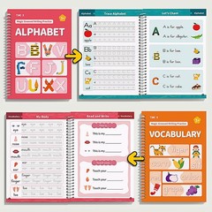 TIME X Magic Grooved Writing Practice Books, Reusable 3D Groove Handwriting P…