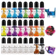 Alcohol Ink Set 24 Colors Resin Dye Concentrated Fast Drying for Crafts