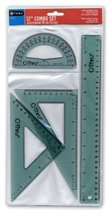 C-Thru 12″ Combo Ruler/5″ Protractor/8″ & 5.5″ Triangles Set Clear Office School