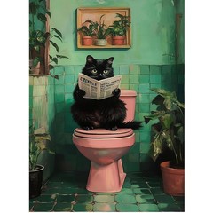 Black Cat Diamond Art Kits for Adults,Bathroom Diamond Painting Kits for Adults,