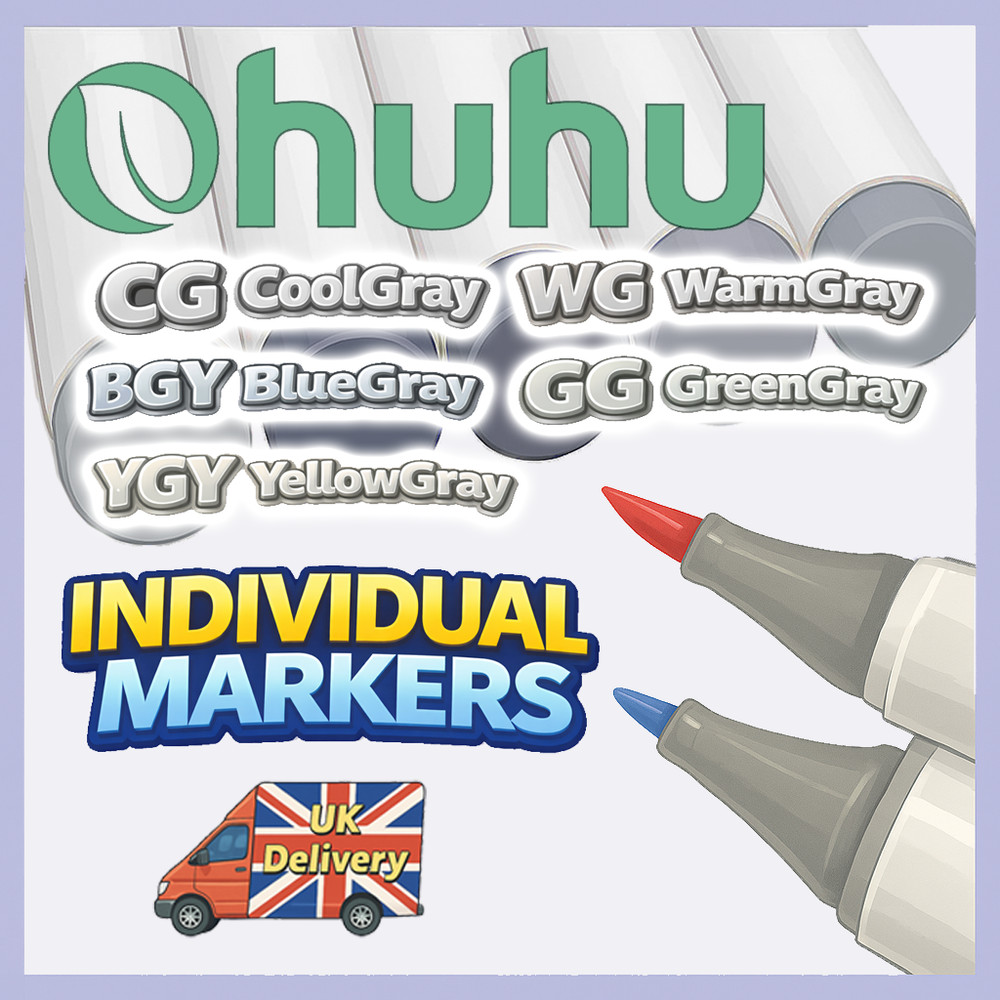 Ohuhu Honolulu B Markers – CG – BGY – YGY – WG – GG (Individual, Brush & Fine)