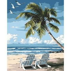 Paint by Numbers Kit for Adults – Beach DIY Adult Paint by Number Kits Seascape