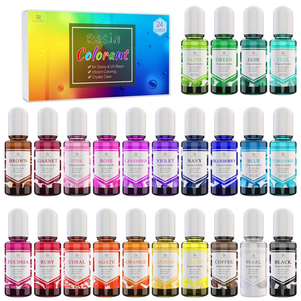 24 Color Epoxy Pigment – Crystal Transparent Dye for DIY Resin Art, Jewelry M