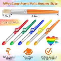 10Pcs Paint Brushes for Kids, Anezus Children Large, Multicolor