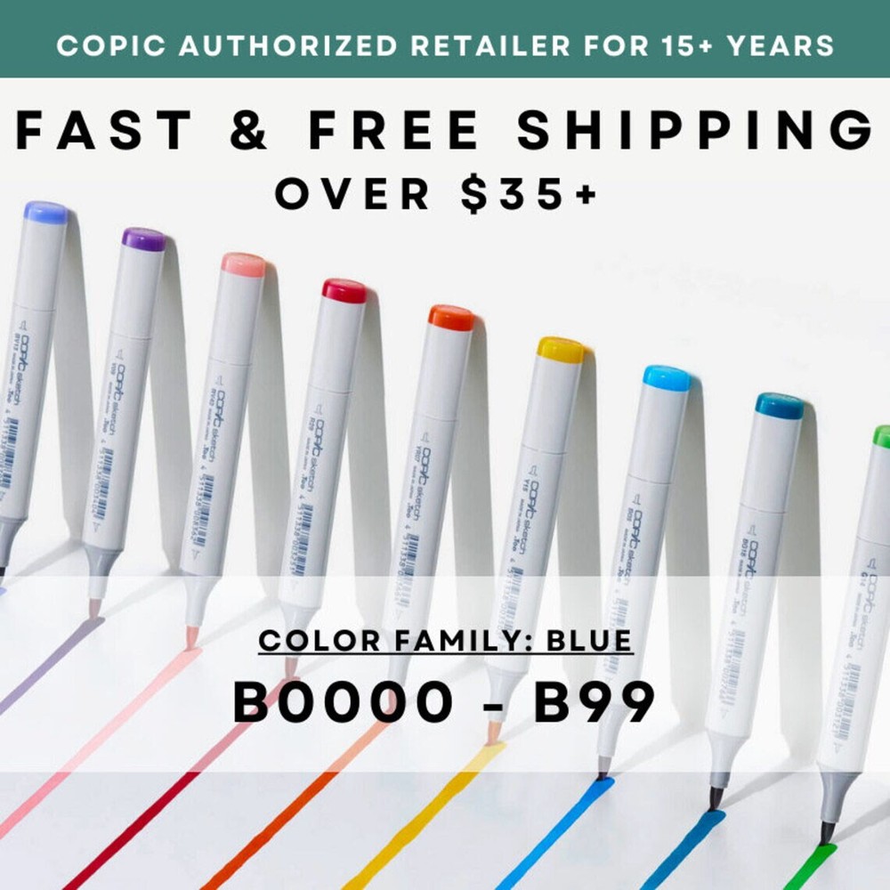 B0000 – B99 * COPIC Sketch Marker Blue – U.S. Authorized Retailer