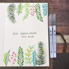 Kuretake ZIG Clean Color Real Brush Pens, 6 Colors with Flexible Brush Tips,