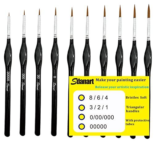 10 Pcs Miniature Paint Brush Kit Fine Point for Acrylic Painting Face Nail