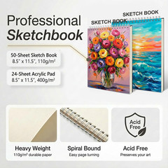 TMOL Art Supplies, 175-Pack Deluxe Art Set Drawing Painting Kit with 2 Drawing P
