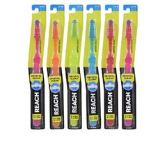 REACH Crystal Clean Firm Adult Toothbrush, 1 ea – Colors May Vary (Pack of 6)