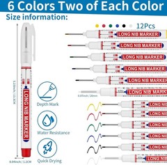12 PCS Long Head Deep Hole Marker Pens,20mm Long Nib Marker,Longs Nose Marker…