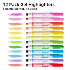 12-Pack Bible Highlighters No Bleed -Vibrant Pastel Colors Aesthetic Twist-Up