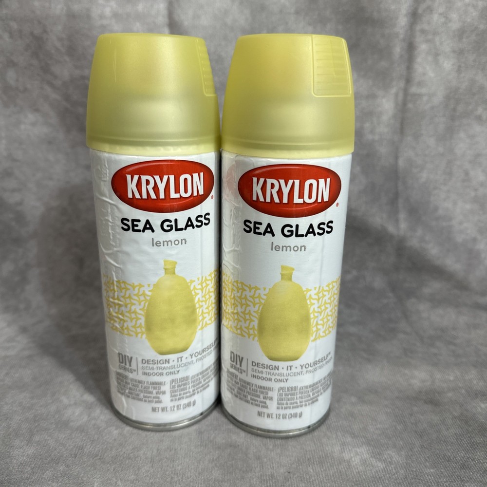 Krylon Sea Glass Spray Paint LEMON x2 DIY Frosted 12 oz craft beach decor art