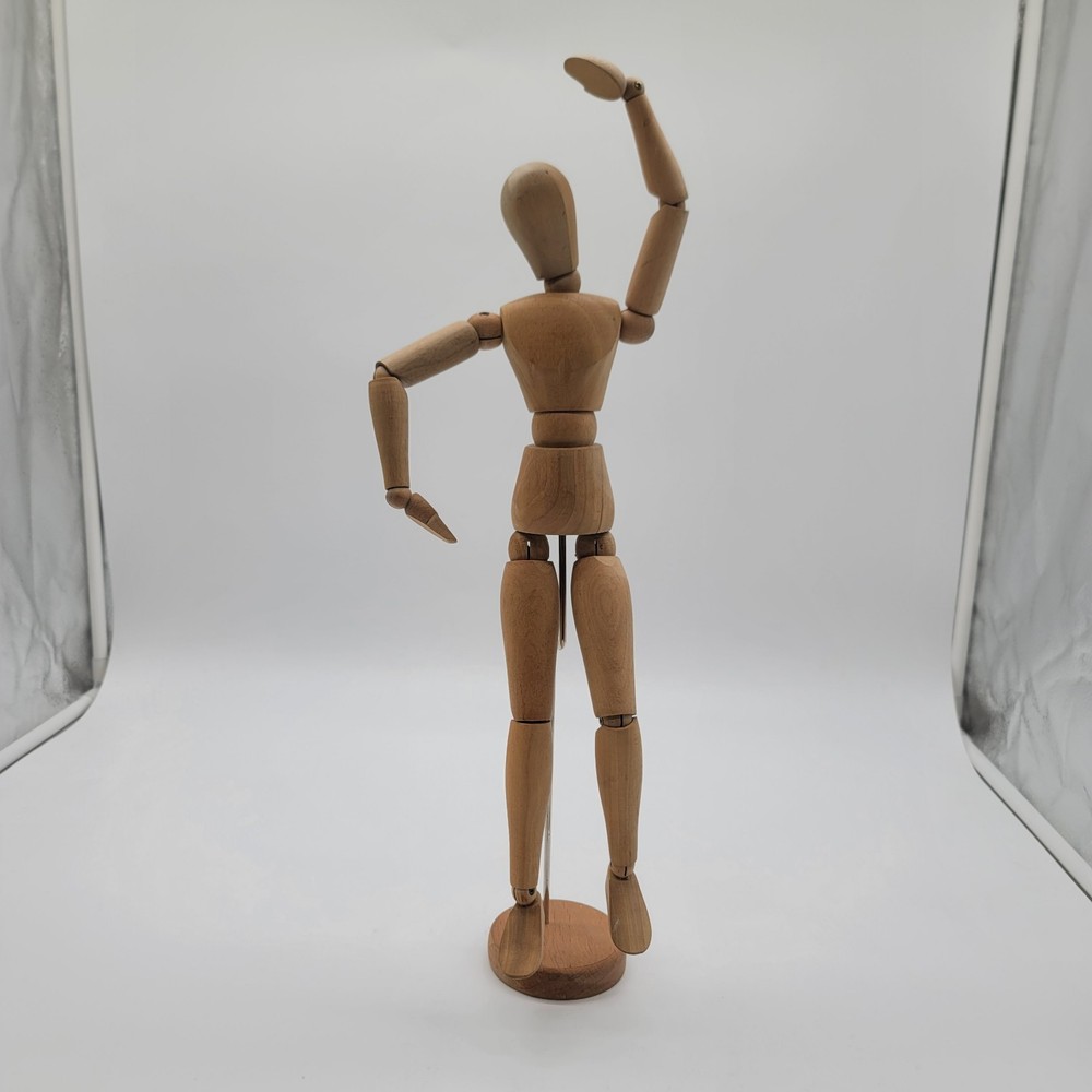17.5″ Wooden Artist Mannequin Articulated Drawing Figure w Stand Large