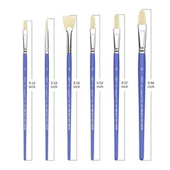 XDT#266 Paint Brush Set–6Pcs, Hog Bristle Brushes for Oil Acrylic Watercolor Pai
