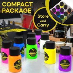 Glow in the Dark Acrylic Paint Set – 9 Neon Fluorescent Colors for Canvas, Wo…