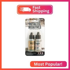 Tim Holtz Alcohol Ink Metallic Mixatives .5oz 2/Pkg, Gold & Silver