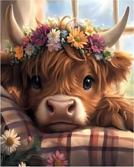 Paint by Numbers Kit for Adults, Cow Paint by Number for Adults, Highland Cow Be