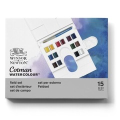 Winsor Newton Cotman Watercolour Paint Field Travel Box Set 15pc