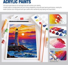 55-Piece Mixed Media Art Set with Sketch Box Easel & Painting Accessories