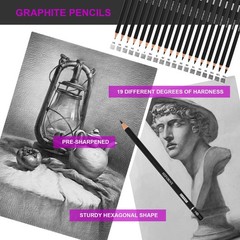 HIFORNY 70 PCS Drawing Set Sketching Kit,Sketch 1 Count (Pack of 70), Black
